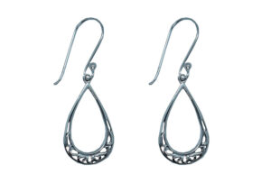 Silver Earring Oval Drop