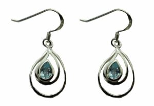Silver Earring Oval Topaz