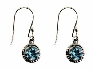 Silver Earring Circle Blue Top