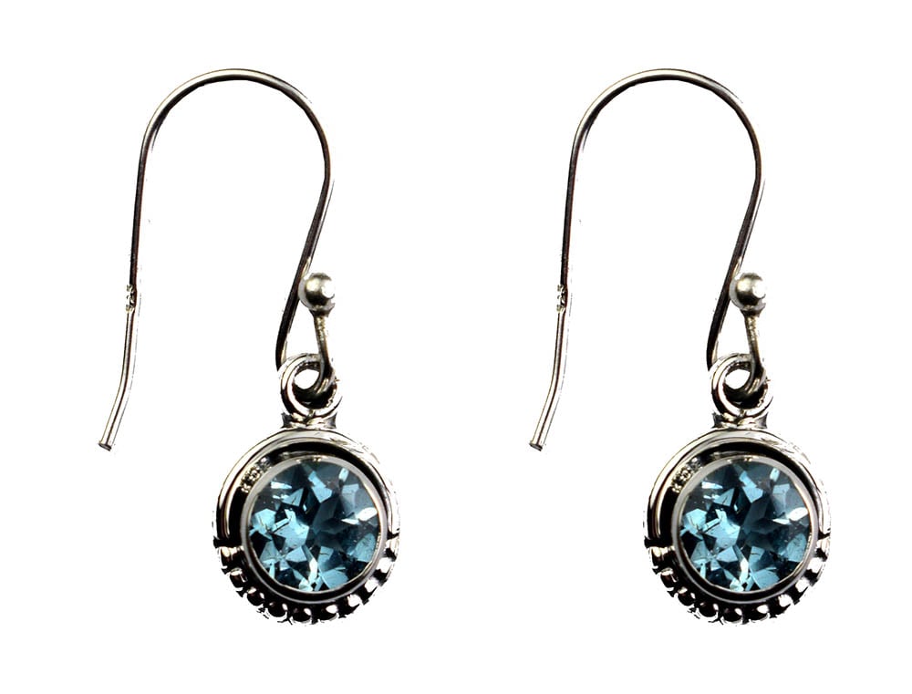 Silver Earring Circle Blue Top