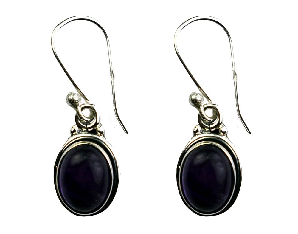Silver Earring Oval Amethyst