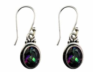 Silver Earring Oval Mystic Top