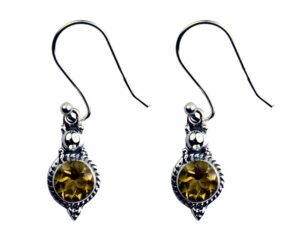 Silver Earring Round Citrine