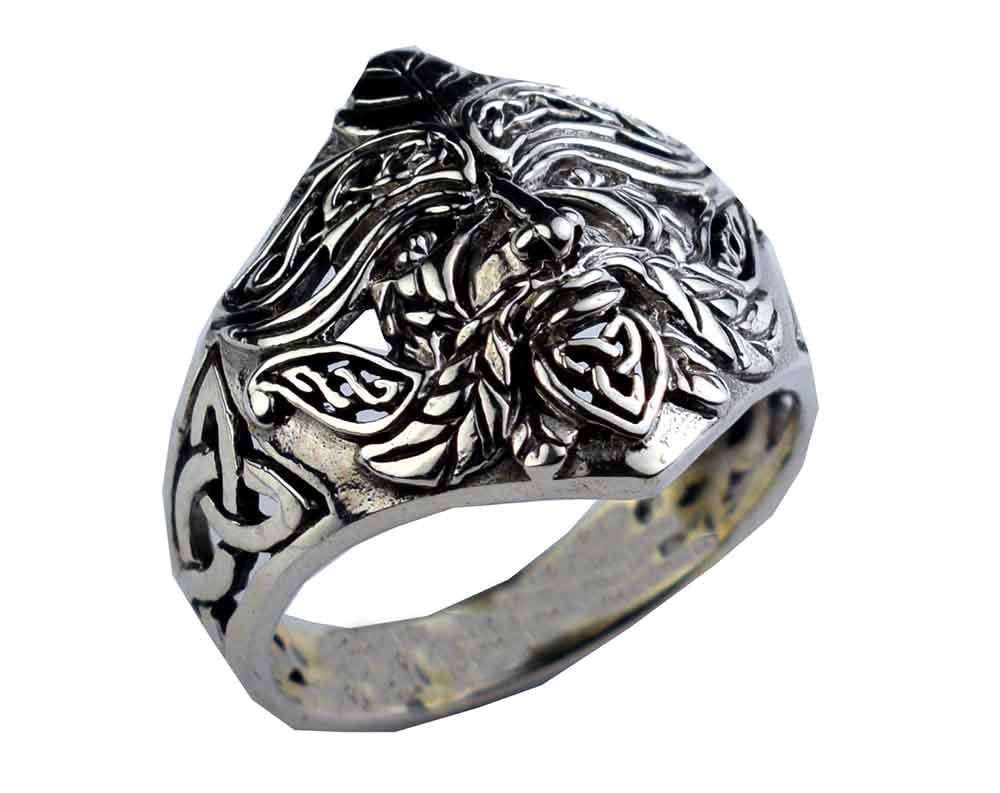 Silver Ring Green Man
