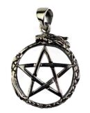 Silver Pendant Pentagram Snake