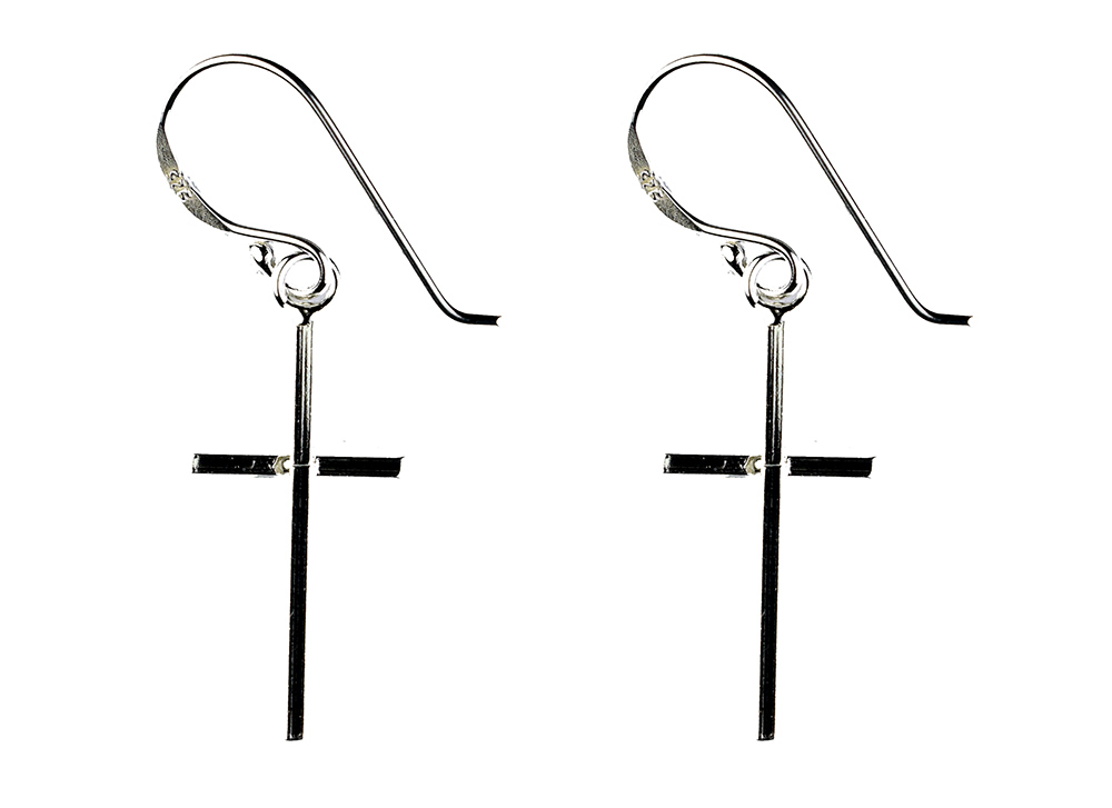 Silver Earring Cross 2cm H