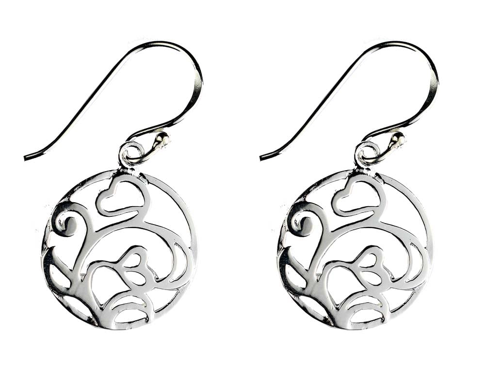 Silver Earring Flower in Circle