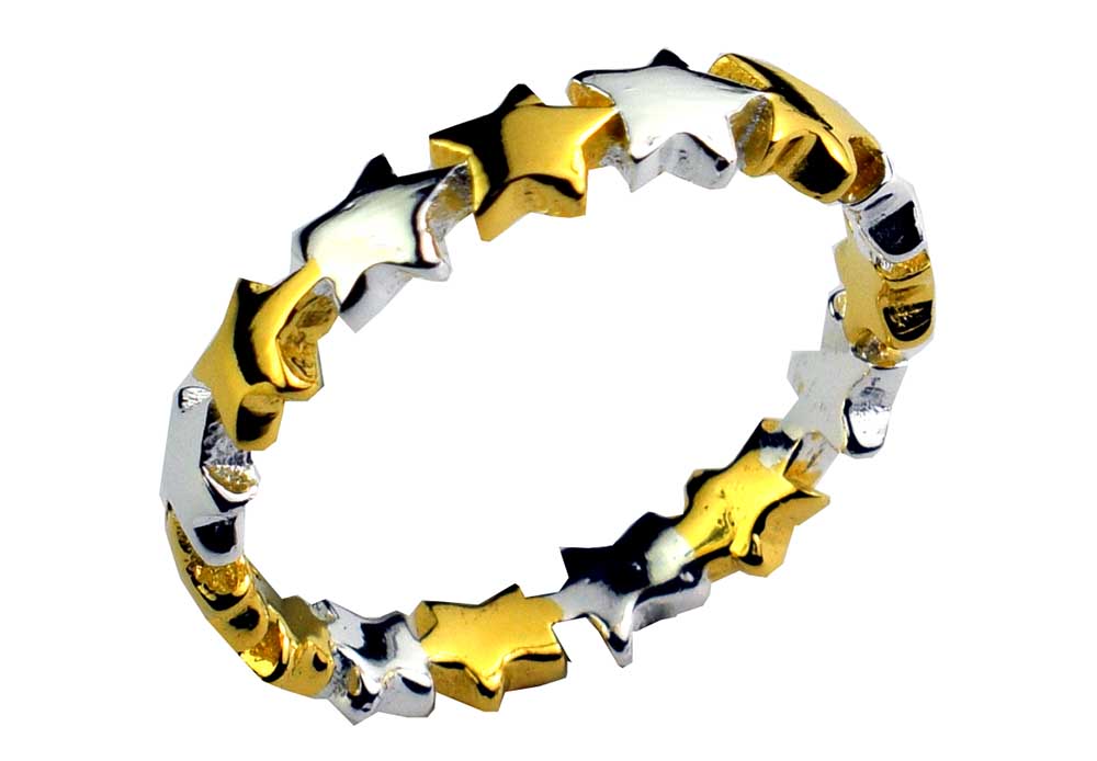 Silver/Gold Ring Band Star