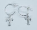 Silver Earing Cross on Hoop