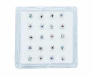 Silver Nose Stud Flower 20pc