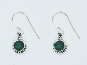 Silver Earring Circle Emerald