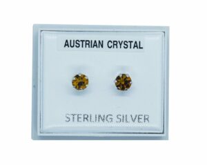 Silver Earring Stud Amber