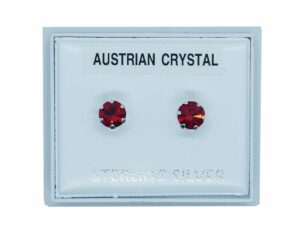 Silver Earring Stud Light Red