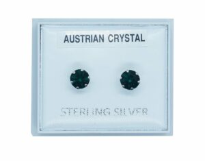 Silver Earring Stud Dark Green