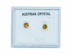 Silver Earring Stud Amber