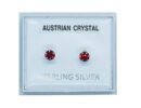 Silver Earring Stud Light Red