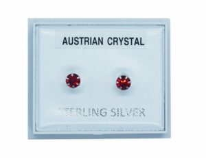 Silver Earring Stud Light Red