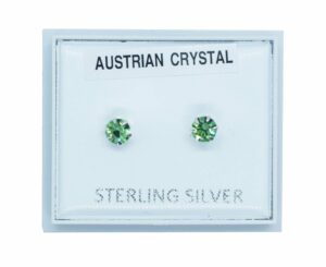 Silver Earring Stud L Green
