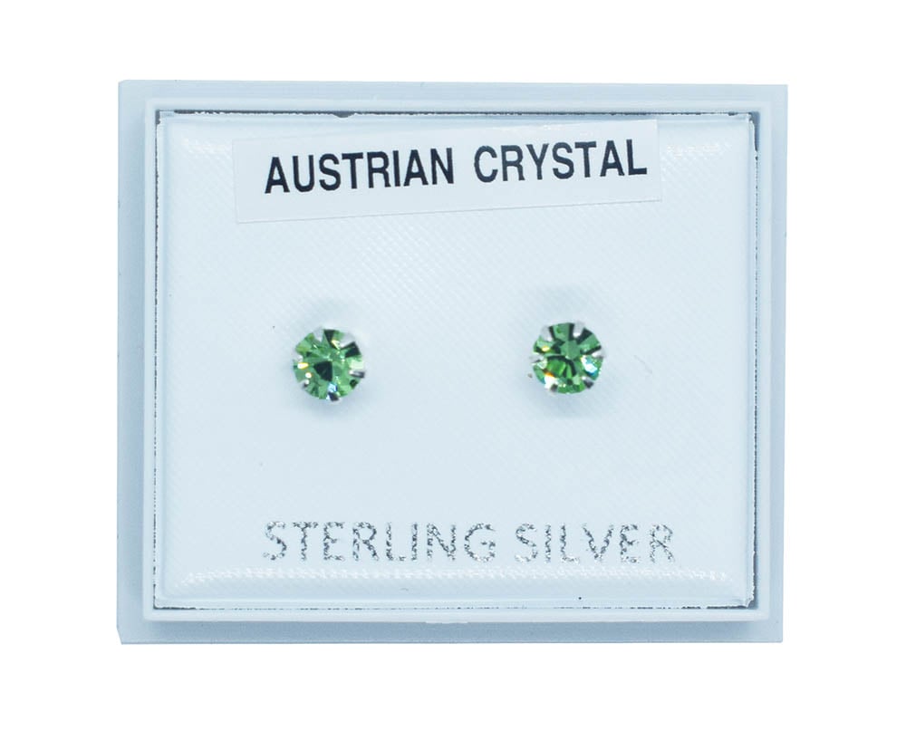 Silver Earring Stud L Green