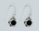 Silver Earring Round Onyx 6x6