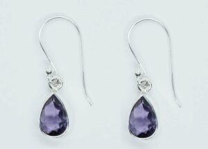 Silver Earring Cut Amethyst