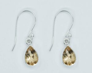 Silver Earring Cut Citrine
