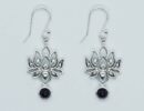 Silver Earring  Lotus Amethyst