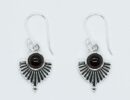 Silver Earring Pointed  Garnet