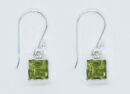 Silver Earring Sq Cut Peridot