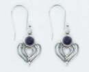 Silver Earring Heart Amethyst