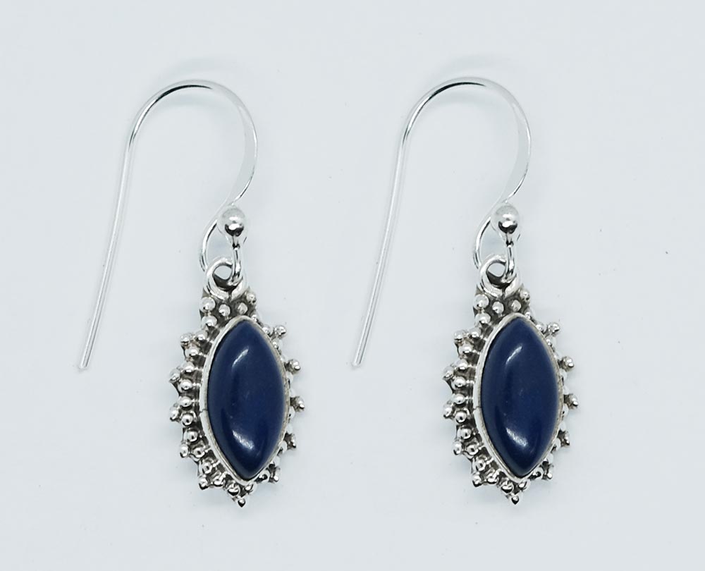 Silver Earring MRQ Lapis