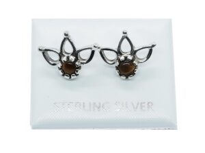 Silver Stud Earring Tiger Eye
