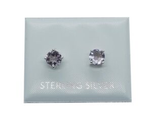 Silver Stud Round Cut Amethyst