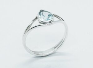Silver Ring Pear Cut Blue Topaz
