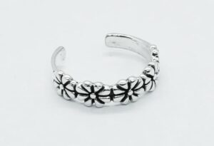 Silver Toe Ring Flowers