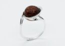 Silver Amber Ring Round 3.4g