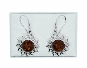 Silver Amber Earring Sun 3.9g