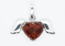Silver Amber Pendant Winged Heart 1.1g