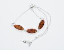 Silver Amber Bracelet Oval