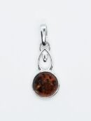 Silver Amber Pendant Round 1.4