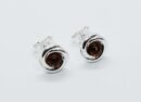 Silver Amber Earring Round 2.3g