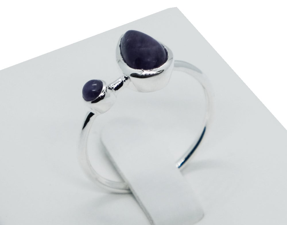 Silver Ring Amethyst Pear Drop