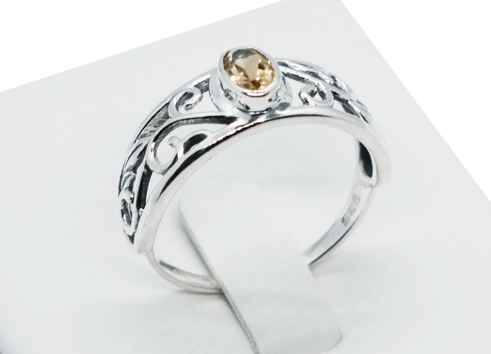 Silver Ring Oval Cut Citrine