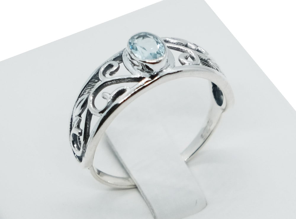 Silver Ring Oval Cut Topaz