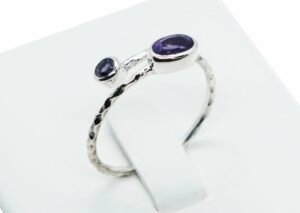 Silver Ring Twist Cut Amethyst