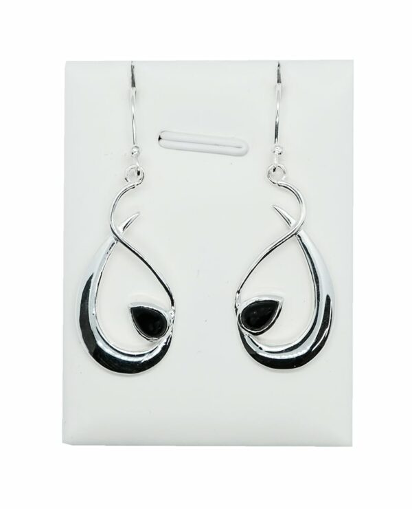 Silver Earring Onyx Drop