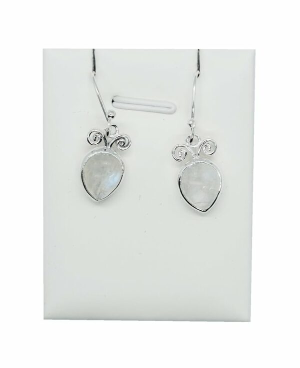 Silver Earring Pear Rainbow