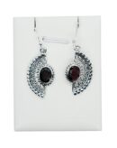 Silver Earring Fan and Garnet