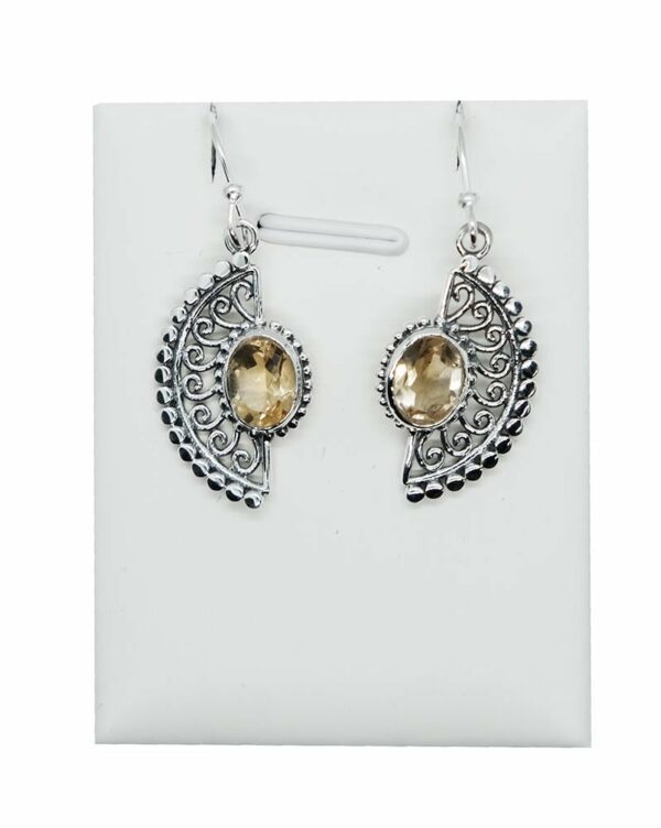Silver Earring Fan and Citrine