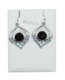 Silver Earring Cut Garnet